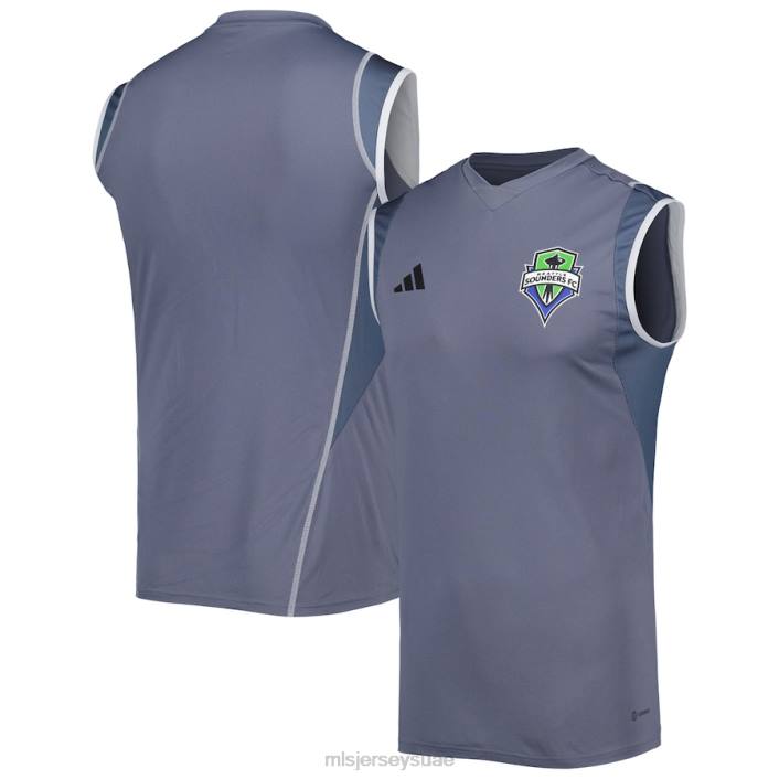 MLS Jerseys رجال سياتل ساوندرز إف سي أديداس رمادي 2023 قميص تدريب بدون أكمام على أرض الملعب 866D384 جيرسي