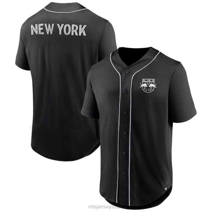 MLS Jerseys رجال قميص بيسبول بأزرار من فريق نيويورك ريد بولز المتعصبين يحمل العلامة التجارية السوداء للفترة الثالثة 866D318 جيرسي
