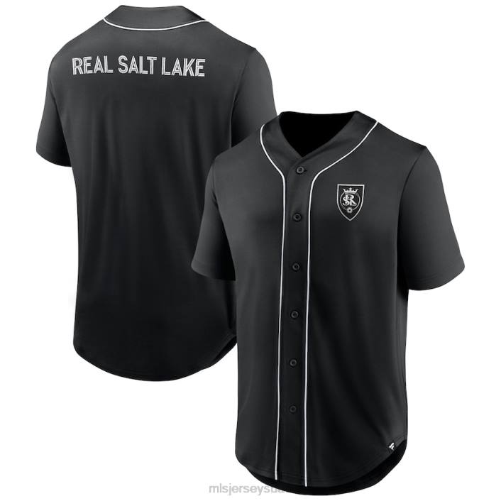 MLS Jerseys رجال قميص بيسبول بأزرار لأعلى من ماركة Real Salt Lake Fanatics باللون الأسود من الفترة الثالثة 866D379 جيرسي
